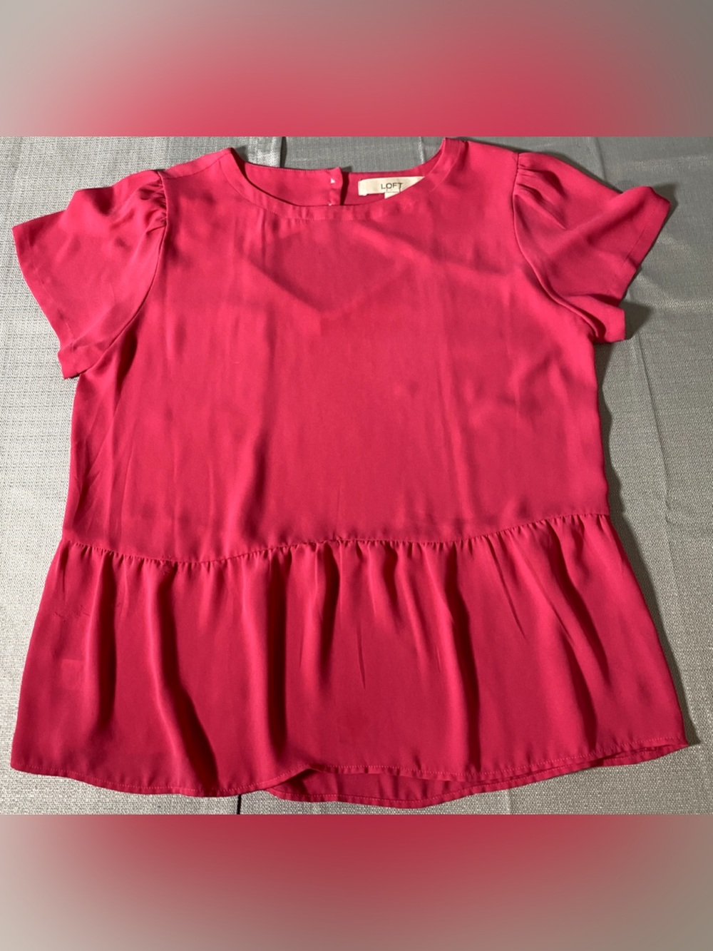 LOFT Hot Pink Short-Sleeve Peplum Blouse